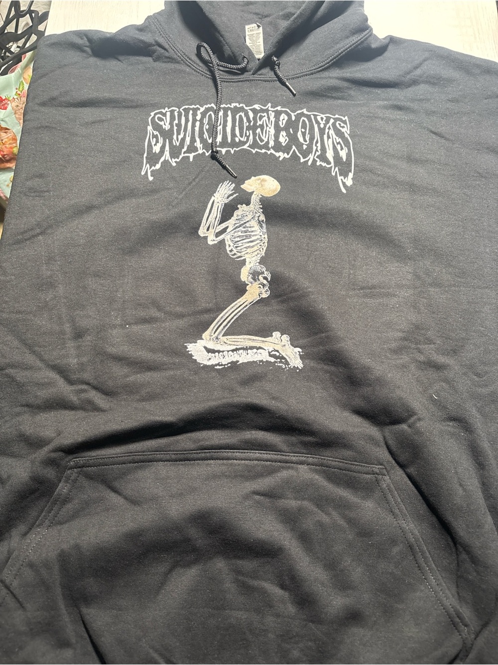 Gildan Black Hoodie with White Skeleton Graphic